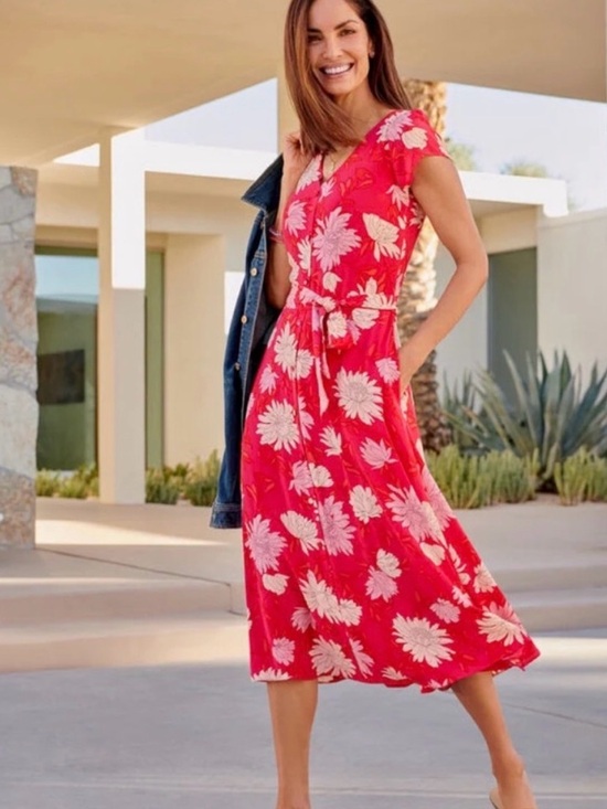 Talbots Dresses & Skirts - 🌺Talbots Plus pink floral midi dress. Size 16W.